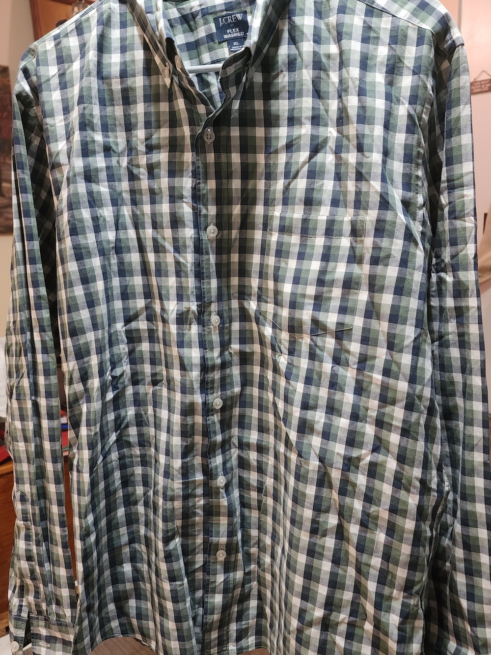 J. Crew Women's Green Plaid Button-Down Shirt Sz XL